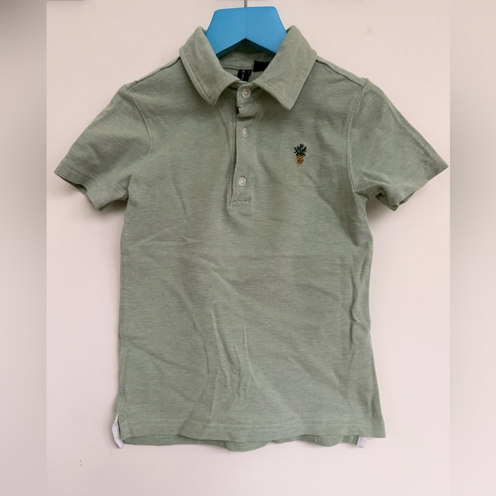 Janie and Jack Sage Green Pineapple Polo
